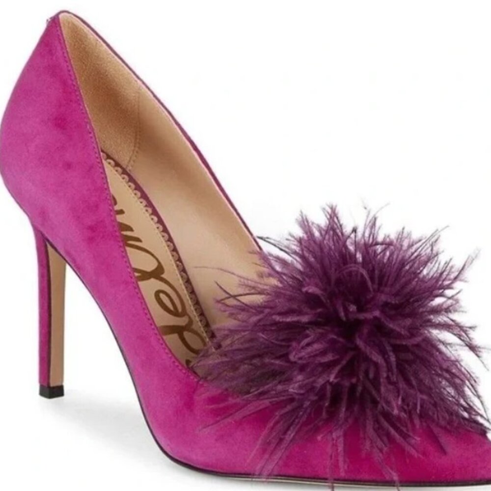 Sam Edelman Women's Haide Satin Feather Pom-Pom Pumps